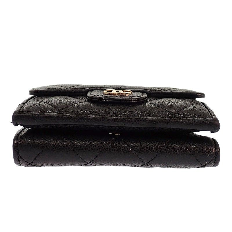 Chanel Classic Small Flap Wallet Trifold Caviar Leather Black Gold — view 4