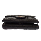 Chanel Classic Small Flap Wallet Trifold Caviar Leather Black Gold — view 4