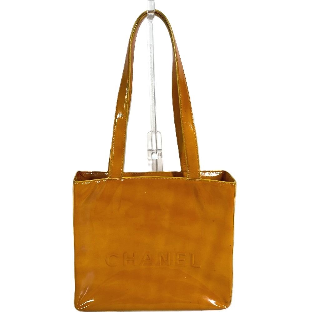 Chanel Shoulder Bag Logo Enamel Yellow