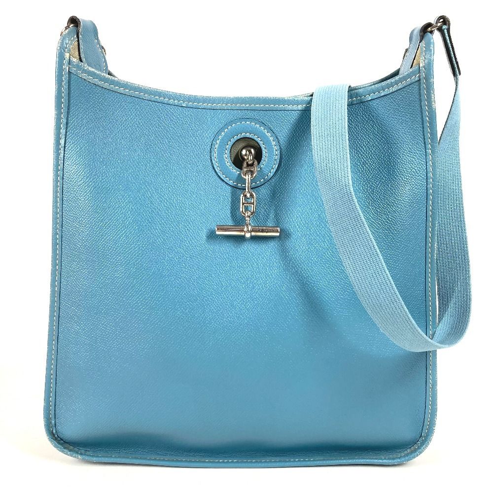 Hermes Shoulder Bag Vespa PM Leather Blue Jean