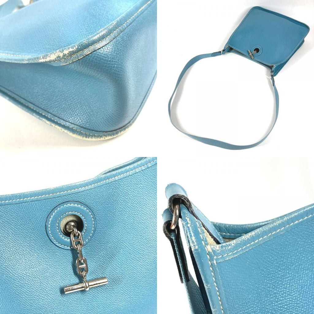 Hermes Shoulder Bag Vespa PM Leather Blue Jean — view 7