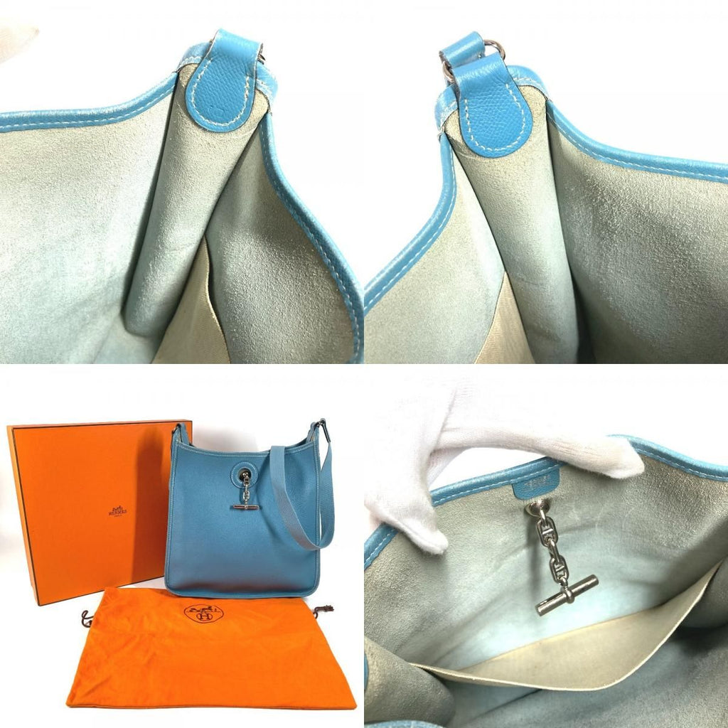 Hermes Shoulder Bag Vespa PM Leather Blue Jean — view 8