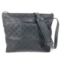 Gucci Shoulder Bag GG Logo Leather Nylon Black