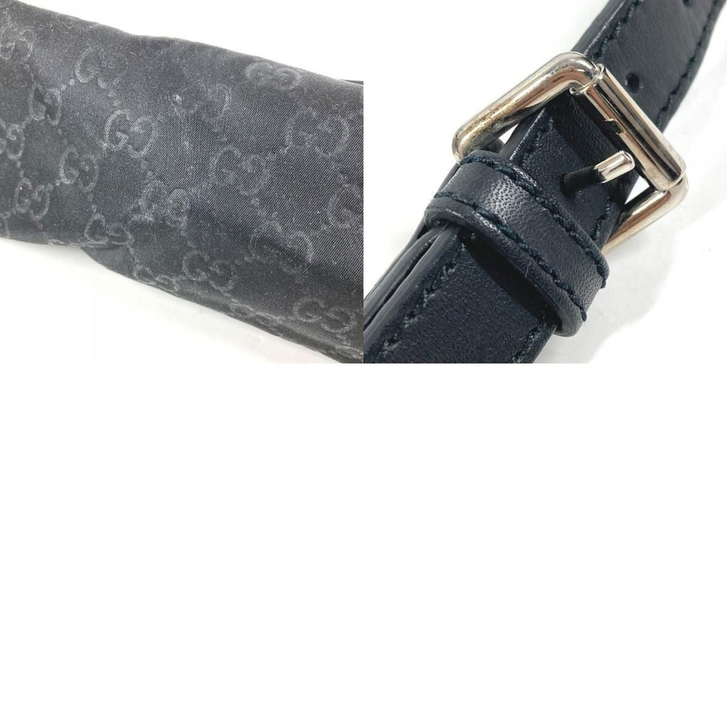 Gucci Shoulder Bag GG Logo Leather Nylon Black — view 9