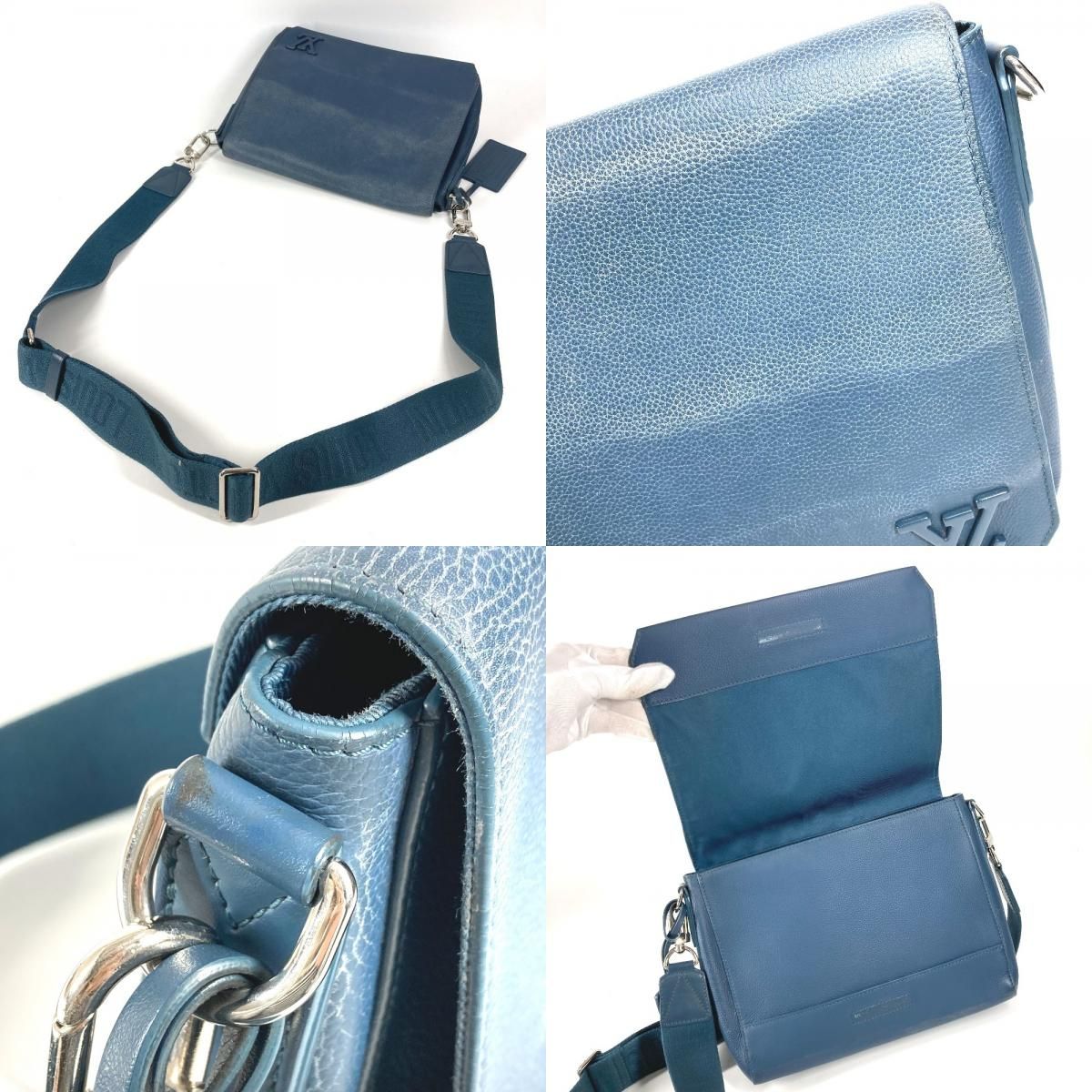 Louis Vuitton Shoulder Bag Takeoff Messenger Leather Navy — view 8