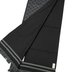 Gucci Shawl GG Pattern Scarf Wool Logo Gray Black — view 6