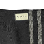 Gucci Shawl GG Pattern Scarf Wool Logo Gray Black — view 7