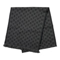 Gucci Shawl GG Pattern Scarf Wool Logo Gray Black