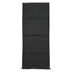 Gucci Shawl GG Pattern Scarf Wool Logo Gray Black — view 3