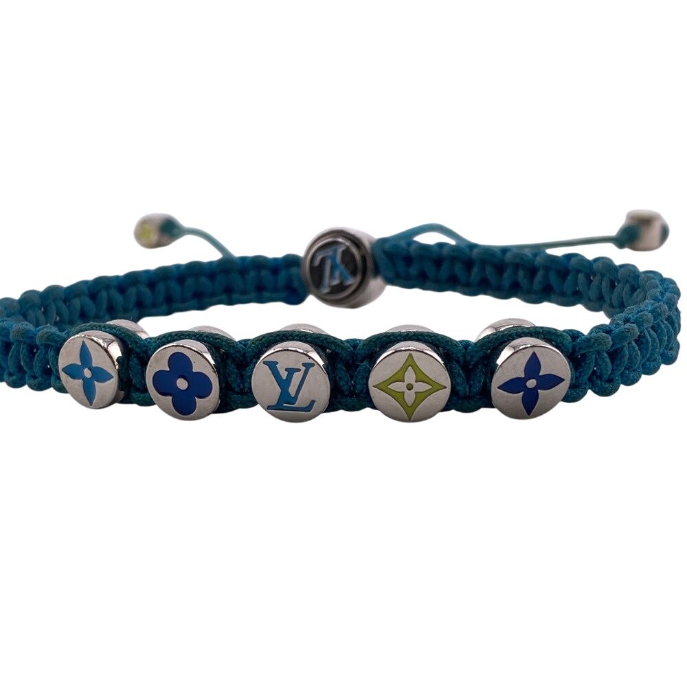 Louis Vuitton Bangle LV Initial Monogram Nylon Bracelet Blue — view 3