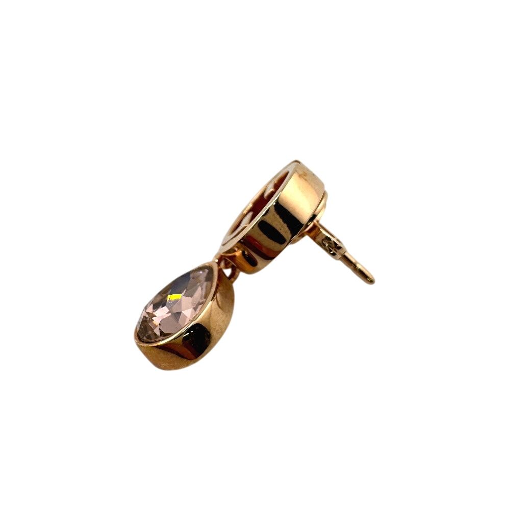 Gucci One Side Only Interlocking Crystal Drop Earrings Blanc Di Metal Pink Gold — view 3