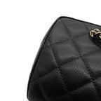 Chanel Quilted CC Logo Caviar Leather Mini Boston 2-Way Shoulder Bag Black — view 7