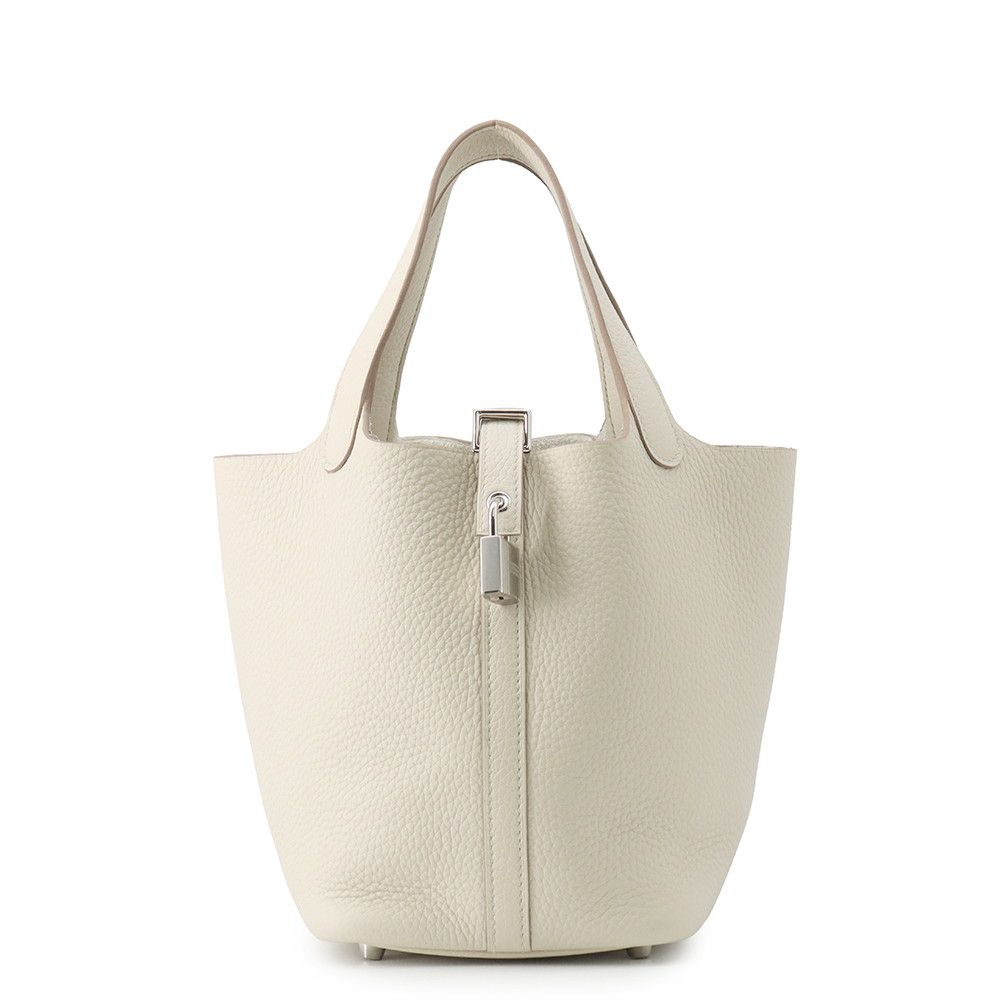 Hermes Handbag Picotin Lock PM Beton Silver Taurillon Clemence Tote
