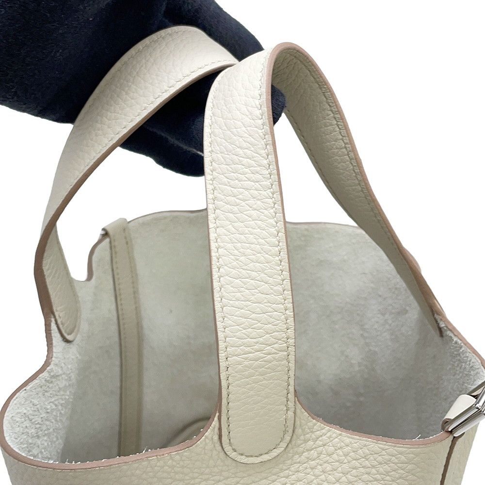 Hermes Handbag Picotin Lock PM Beton Silver Taurillon Clemence Tote — view 8