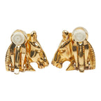 Hermes Cheval Horse Head Earrings Gold Plated — view 3