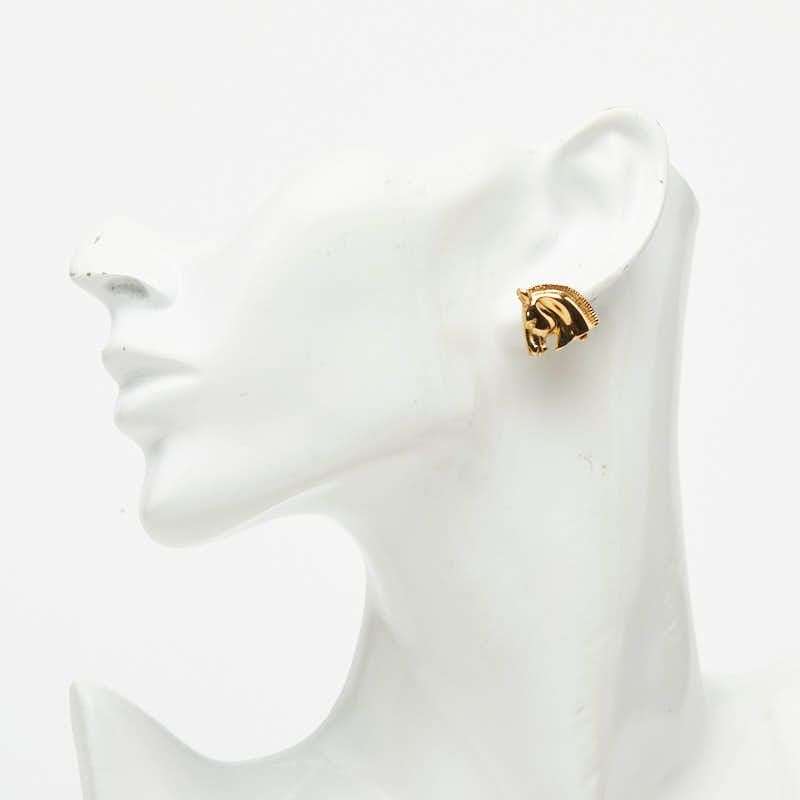 Hermes Cheval Horse Head Earrings Gold Plated — view 5