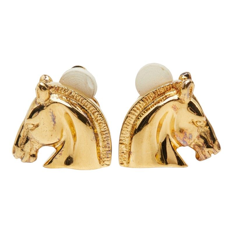 Hermes Cheval Horse Head Earrings Gold Plated — view 2