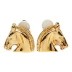 Hermes Cheval Horse Head Earrings Gold Plated — view 2