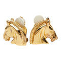 Hermes Cheval Horse Head Earrings Gold Plated