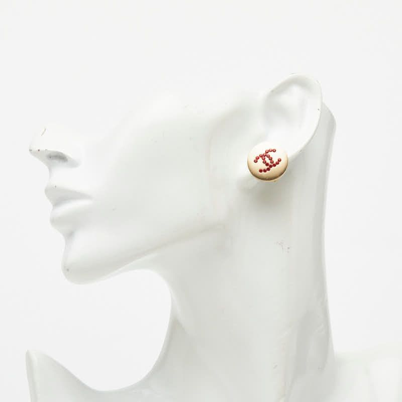 Chanel CC Logo Earrings Gold Rhinestone Plated — view 5