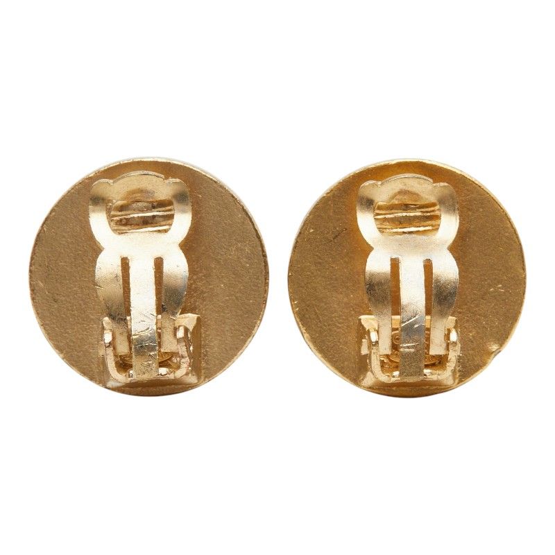 Chanel CC Logo Earrings Gold Rhinestone Plated — view 3