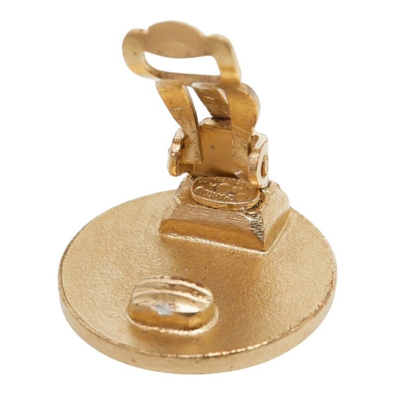 Chanel CC Logo Earrings Gold Rhinestone Plated — view 4