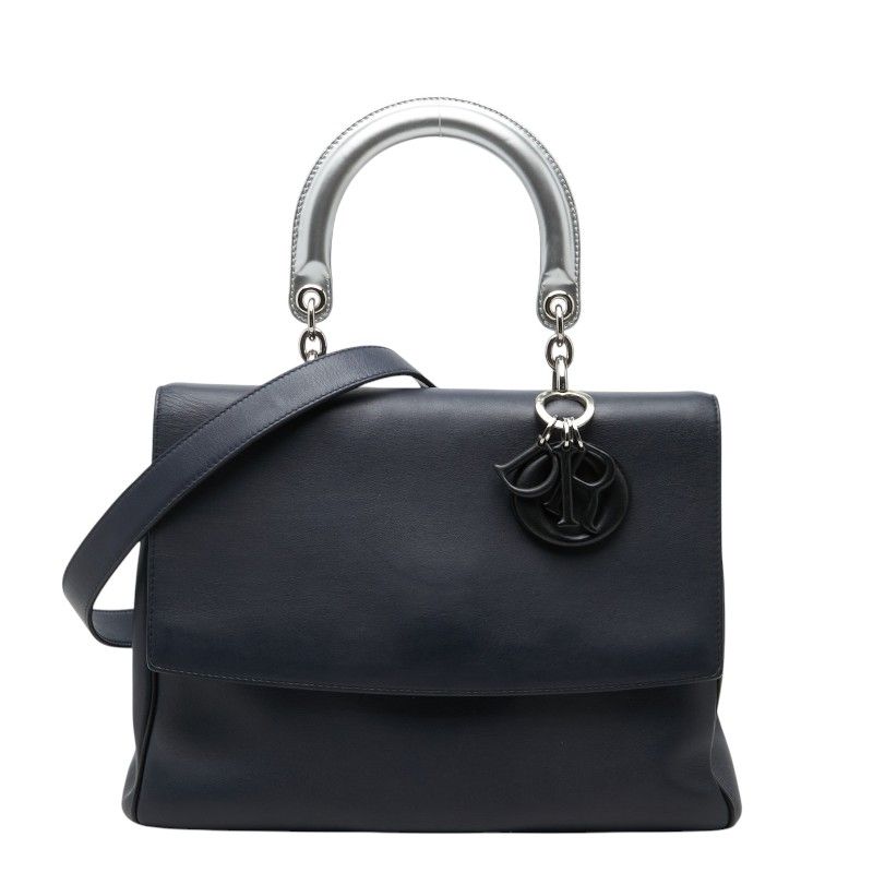 Dior-l by 2-Way Shoulder Bag Navy Silver Leather