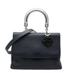 Dior-l by 2-Way Shoulder Bag Navy Silver Leather
