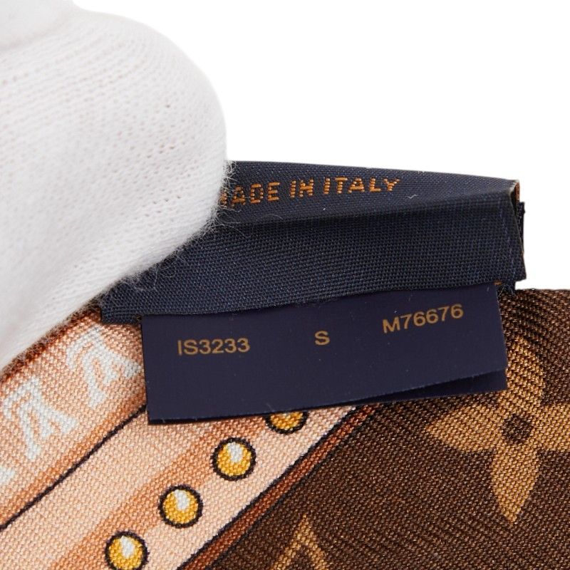 Louis Vuitton Monogram Bandeau BB Ultimate Scarf Black Brown White Silk — view 6