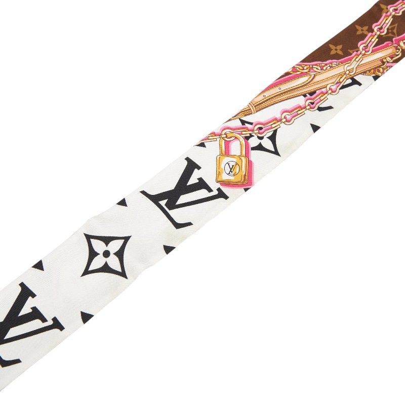 Louis Vuitton Monogram Bandeau BB Ultimate Scarf Black Brown White Silk — view 3