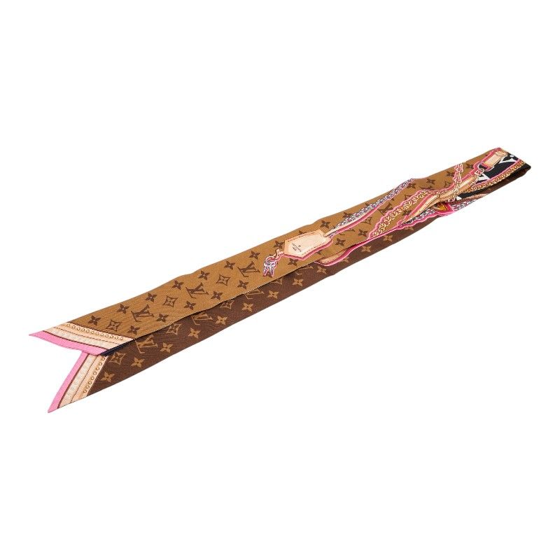 Louis Vuitton Monogram Bandeau BB Ultimate Scarf Black Brown White Silk