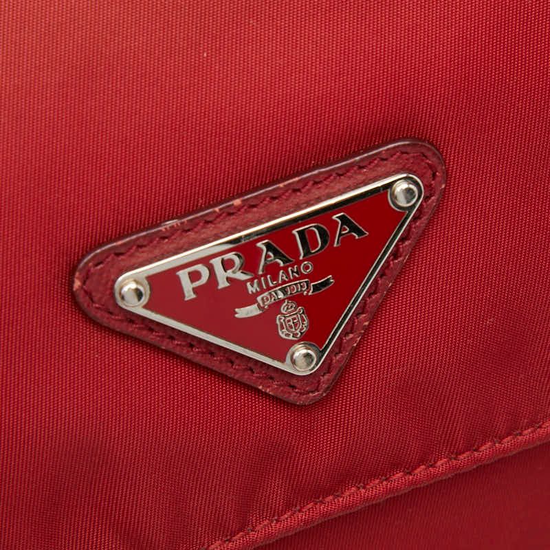Prada Crossbody Shoulder Bag Red Nylon and Leather — view 8