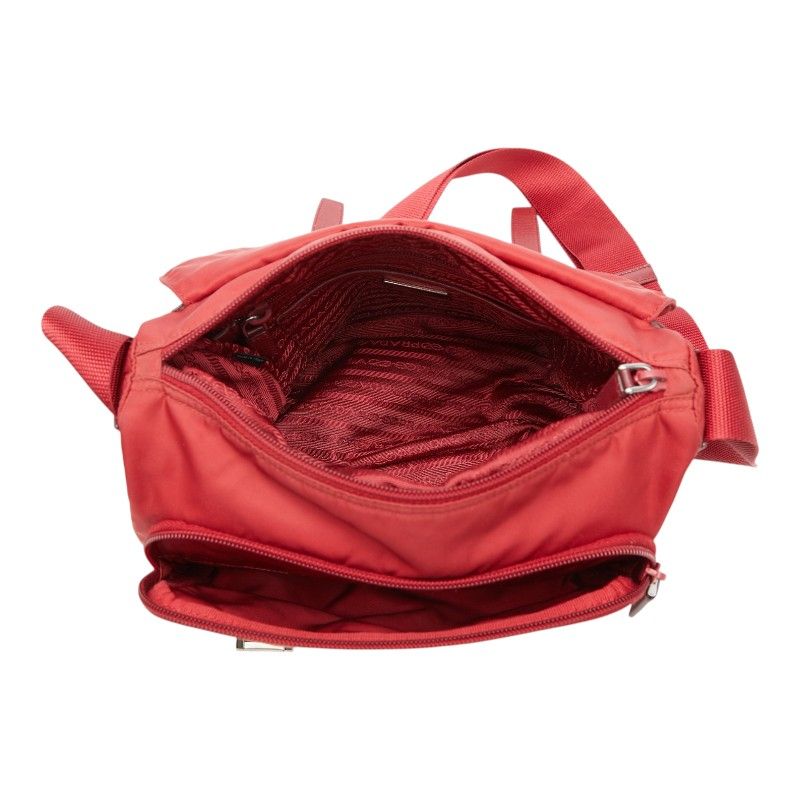 Prada Crossbody Shoulder Bag Red Nylon and Leather — view 9