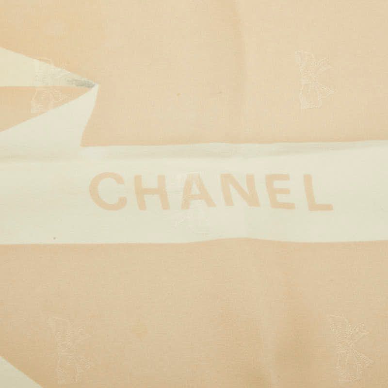Chanel Logo Ribbon Scarf Beige Silk — view 3
