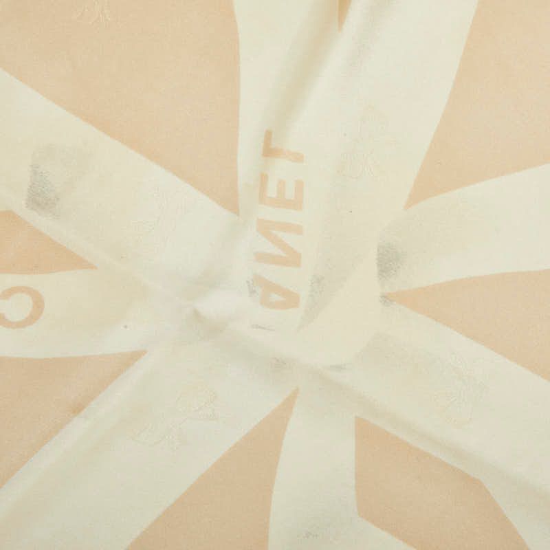 Chanel Logo Ribbon Scarf Beige Silk — view 2