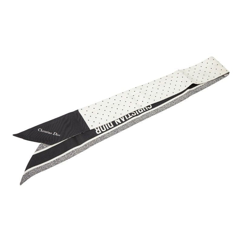 Dior-l Mitzah Dot Scarf White Black Silk
