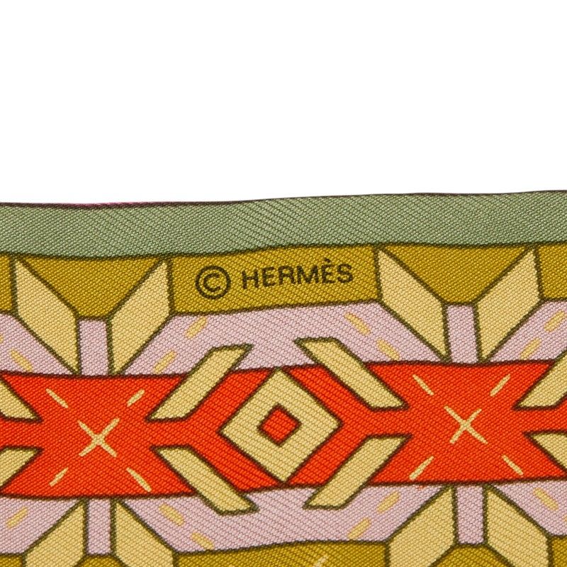 Hermes Twilly Belles du Mexique Scarf Pink Multicolor Silk — view 2