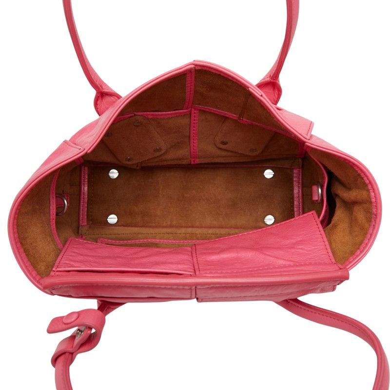 Bottega Veneta Maxi Intrecciato Arco 2-Way Shoulder Bag Pink Leather — view 9