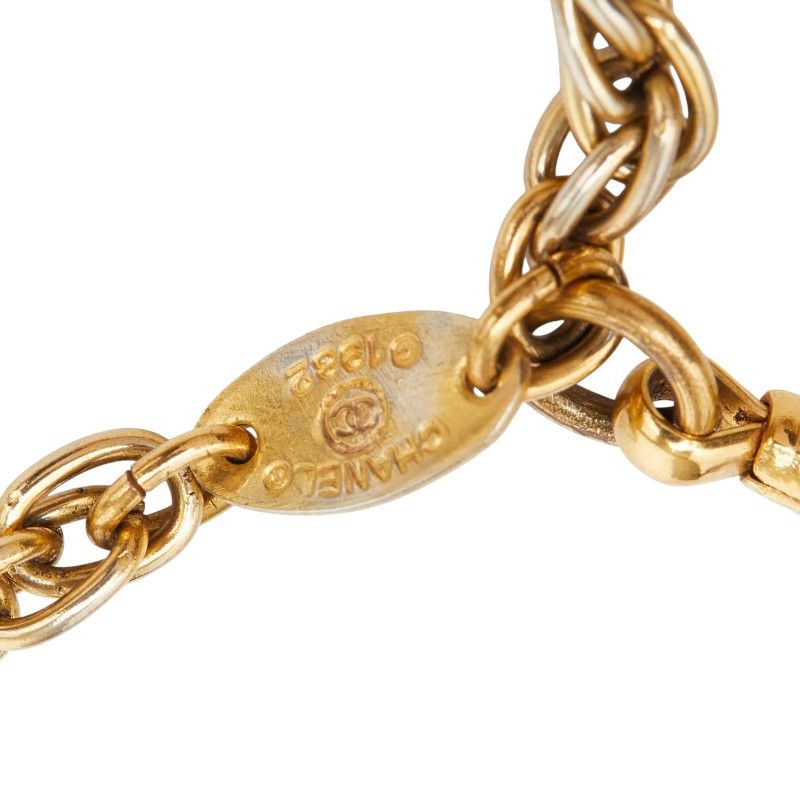 Chanel CC Logo Chain le Pe Necklace Gold Glass Plated — view 6