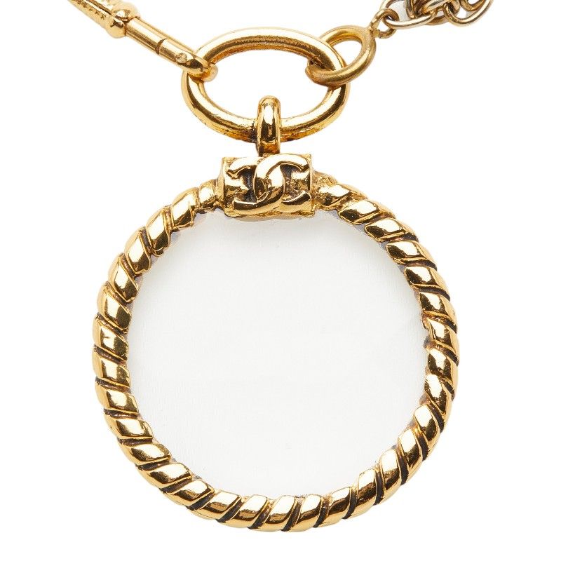 Chanel CC Logo Chain le Pe Necklace Gold Glass Plated — view 2