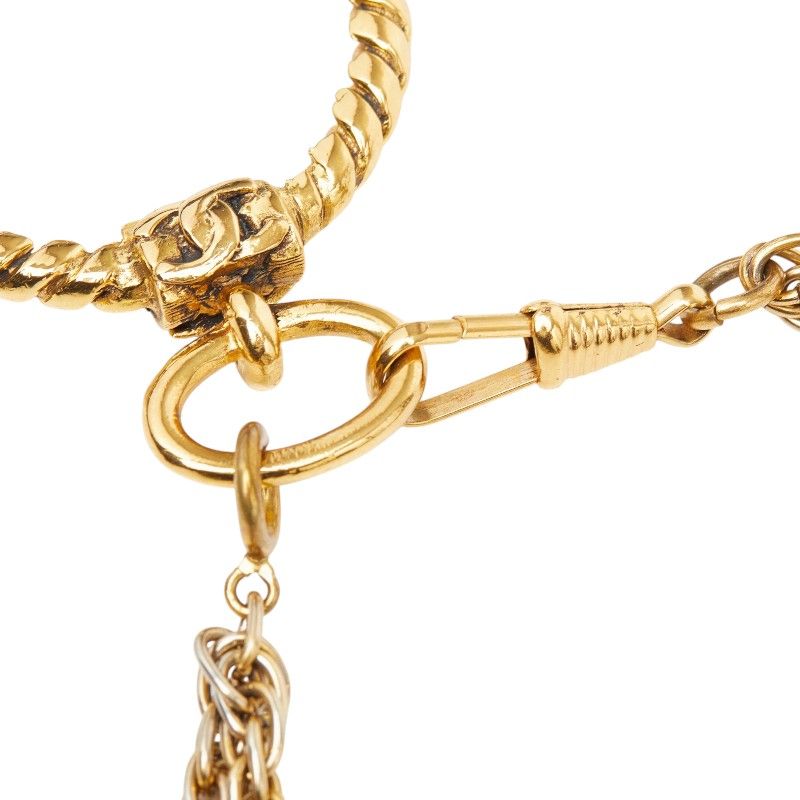 Chanel CC Logo Chain le Pe Necklace Gold Glass Plated — view 7