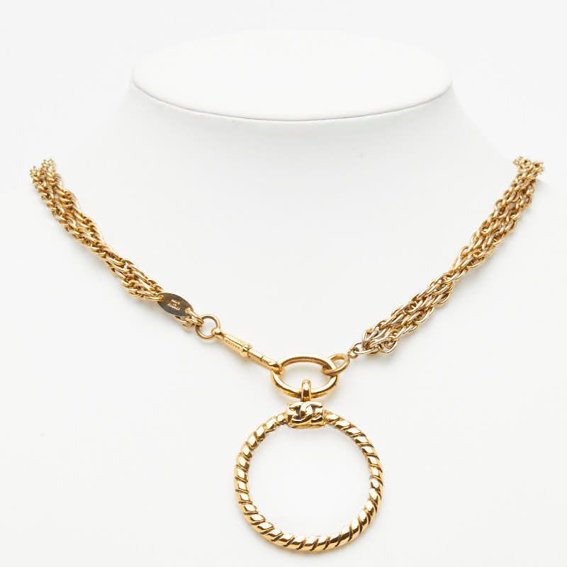 Chanel CC Logo Chain le Pe Necklace Gold Glass Plated — view 8