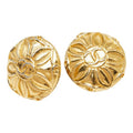 Chanel CC Logo Flower Motif Earrings Gold Plated