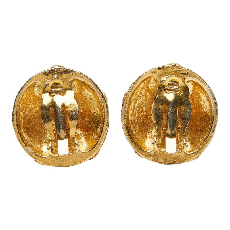 Chanel CC Logo Flower Motif Earrings Gold Plated — view 3