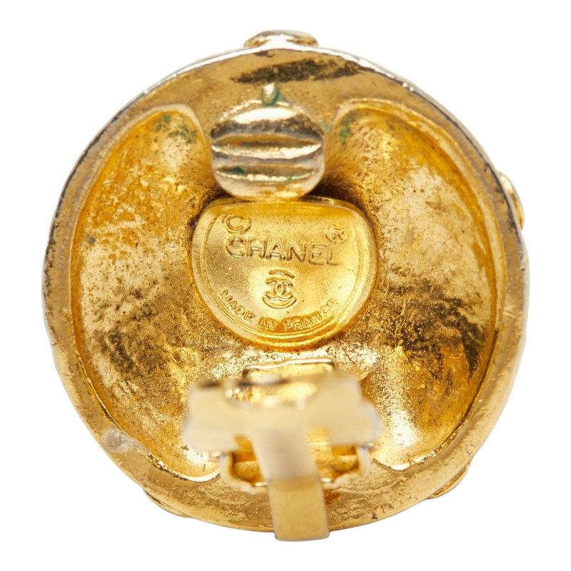 Chanel CC Logo Flower Motif Earrings Gold Plated — view 4