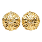 Chanel CC Logo Flower Motif Earrings Gold Plated — view 2