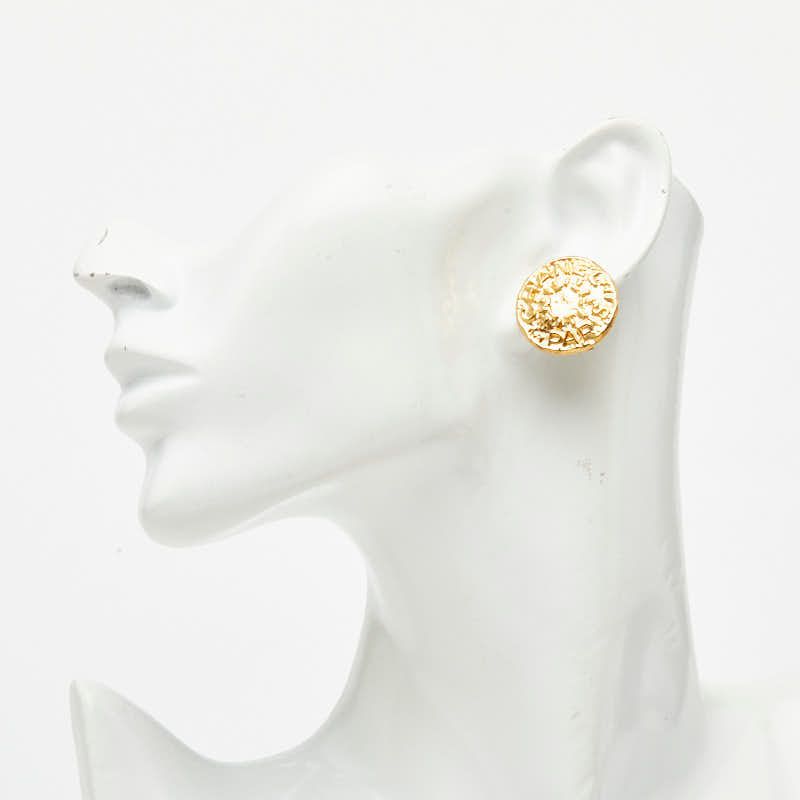 Chanel Vintage Logo Earrings Gold Plated — view 5