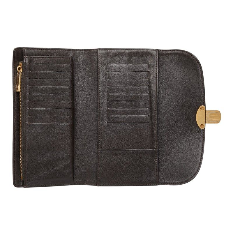 Louis Vuitton Monogram Mahina Portefeuille Amelia Trifold Wallet Dark Brown — view 8