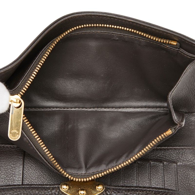 Louis Vuitton Monogram Mahina Portefeuille Amelia Trifold Wallet Dark Brown — view 9