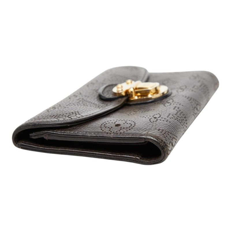 Louis Vuitton Monogram Mahina Portefeuille Amelia Trifold Wallet Dark Brown — view 5